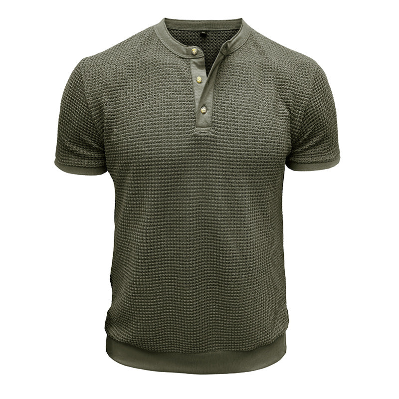 Herren Kurzarm-Henley-Shirt mit strukturiertem Design und edler Knopfleiste Aliams
