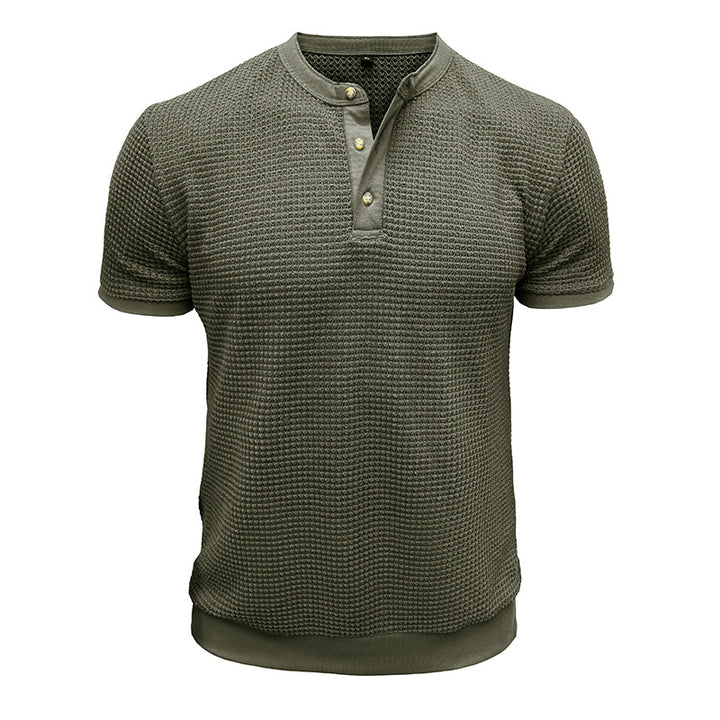 Herren Kurzarm-Henley-Shirt mit strukturiertem Design und edler Knopfleiste Aliams