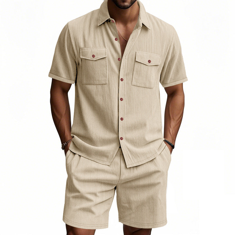 Herren Kurzarm Hemd und Shorts Set Aliams