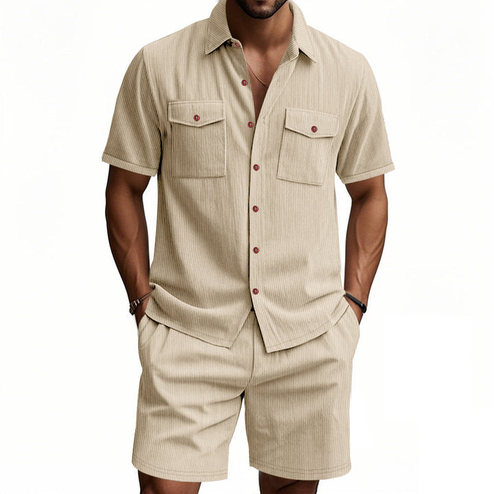 Herren Kurzarm Hemd und Shorts Set Aliams