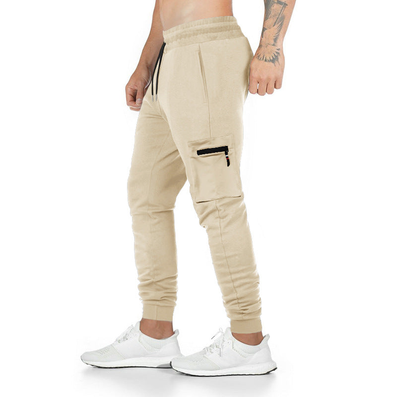 Herren Sportliche Cargo-Hose mit seitlichen Reißverschlusstaschen und elastischem Bund Aliams