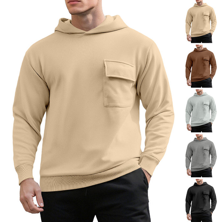 Herren bequemer Kapuzenpullover mit praktischer Brusttasche Aliams