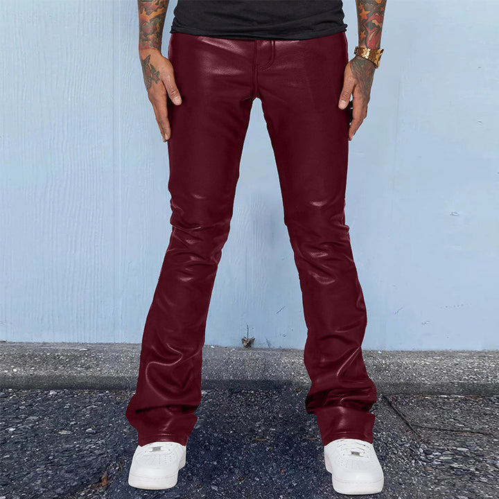 Herren elegante Skinny-Lederhose mit hochglänzender Oberfläche und figurbetontem Schnitt Aliams