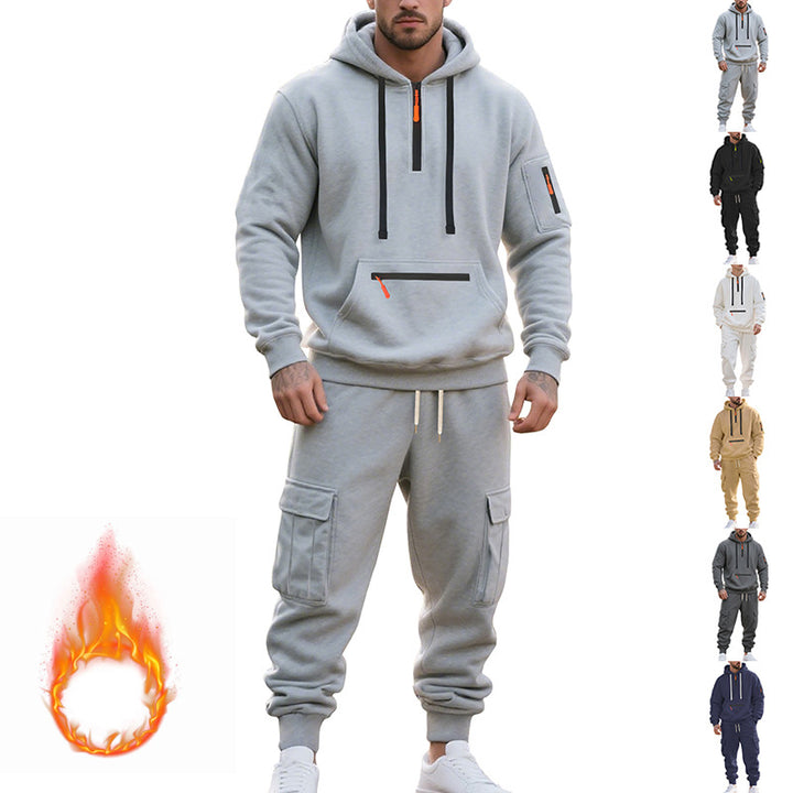Herren sportliches Hoodie und Bundhose Set mit praktischen Taschen Aliams
