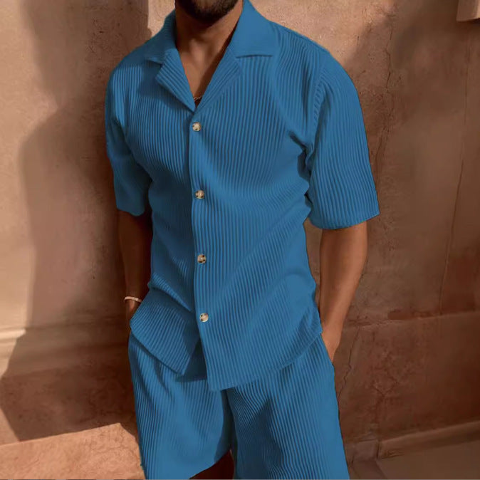 Herren Kurzarm-Hemd mit strukturiertem Design und eleganten Knopfdetails Aliams