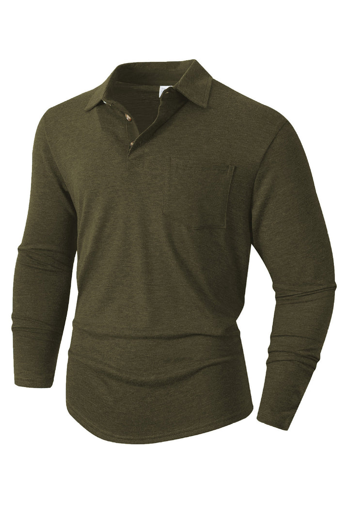 Herren elegantes Langarm Poloshirt mit modernem Kragen und leichtem Stretch Aliams