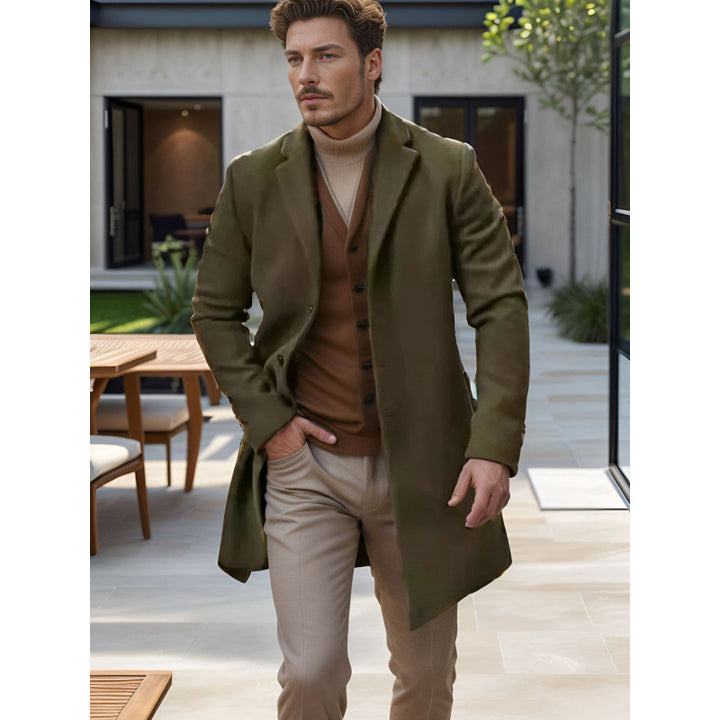 Herren eleganter langer Mantel aus hochwertigem Stoff Aliams