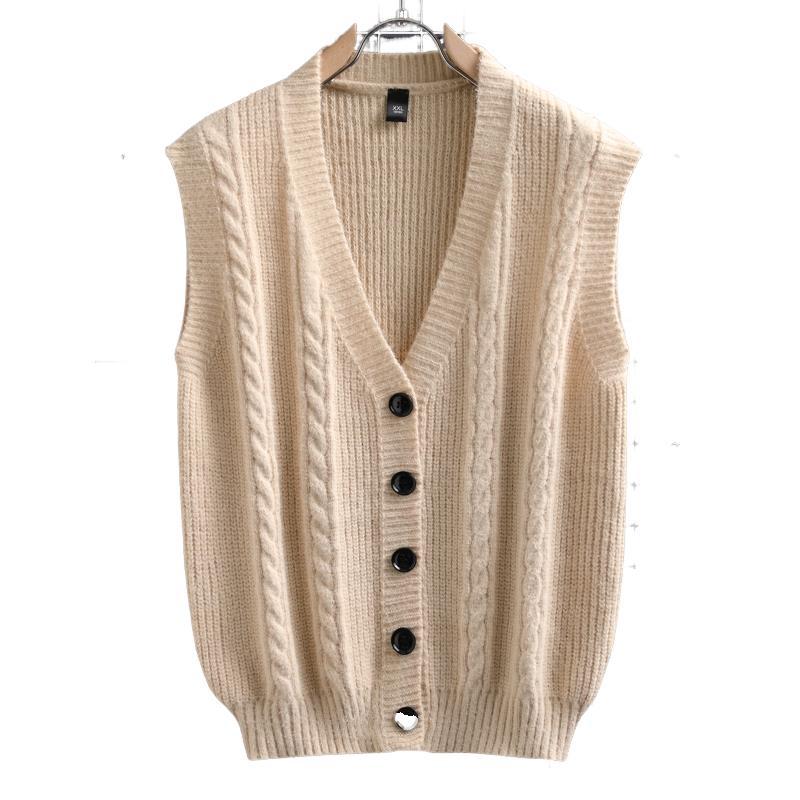 Herren ärmellose Strickjacke mit Zopfmuster und Knopfdetails Aliams