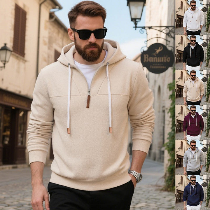 Herren Fleece Hoodie mit modernem Reißverschluss und Kängurutasche Aliams