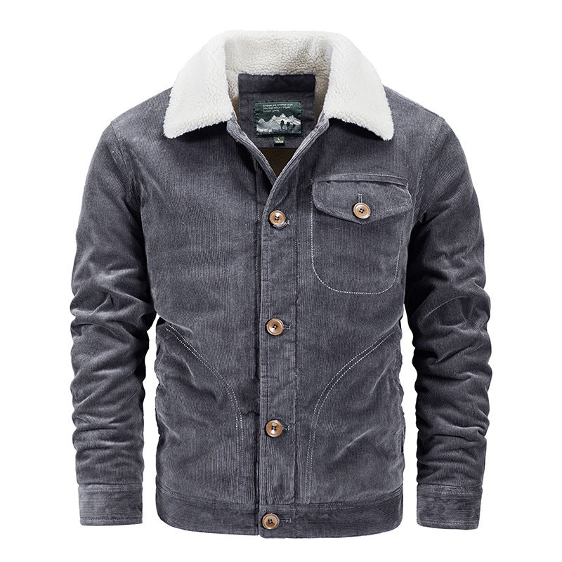 Herren Cordjacke mit kuscheligem Kragen und praktischen Taschen Aliams