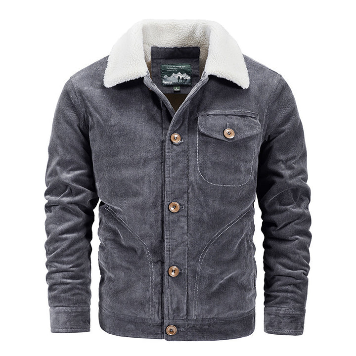 Herren Cordjacke mit kuscheligem Kragen und praktischen Taschen Aliams
