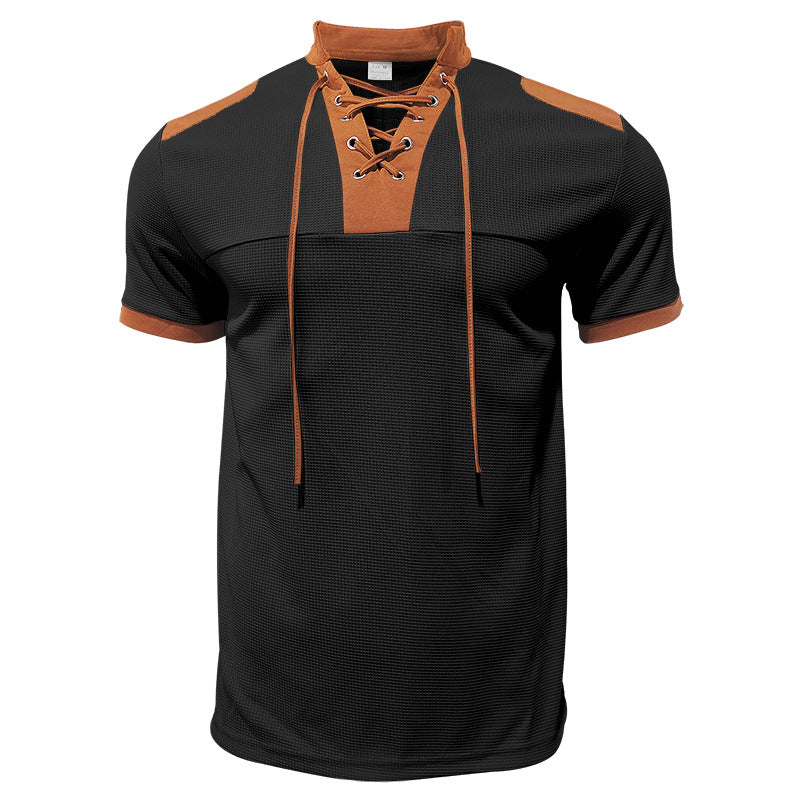 Herren sportliches Kurzarm-Shirt mit modischem Latz Aliams