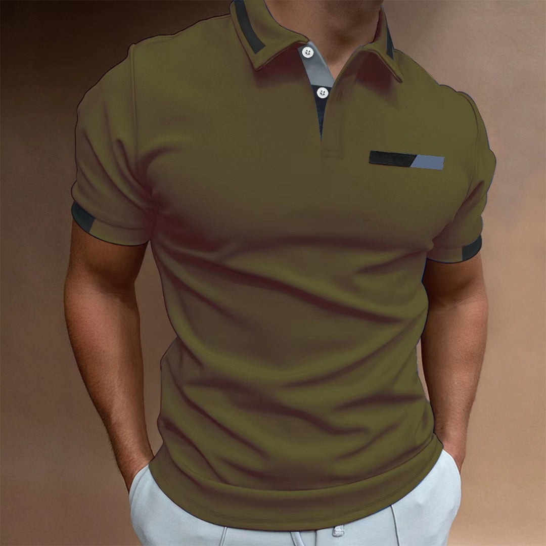 Herren elegantes Kurzarm-Polohemd mit Kontrastdetails Aliams