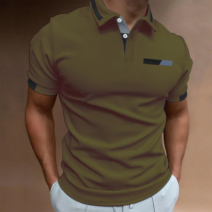 Herren elegantes Kurzarm-Polohemd mit Kontrastdetails Aliams