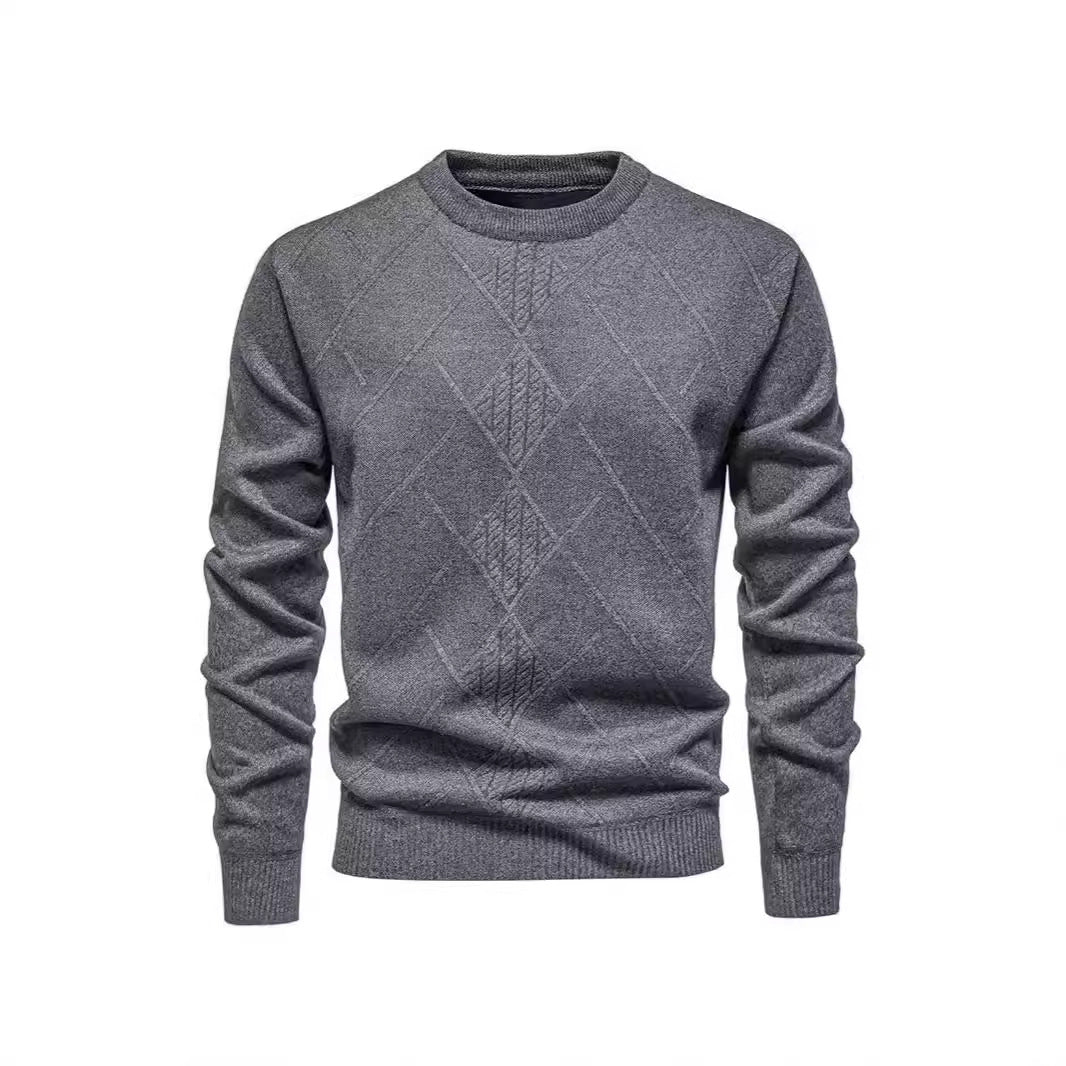 Herren Strickpullover mit strukturiertem Rautenmuster und klassischem Rundhalsausschnitt Aliams