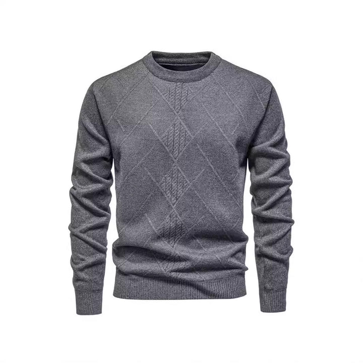 Herren Strickpullover mit strukturiertem Rautenmuster und klassischem Rundhalsausschnitt Aliams
