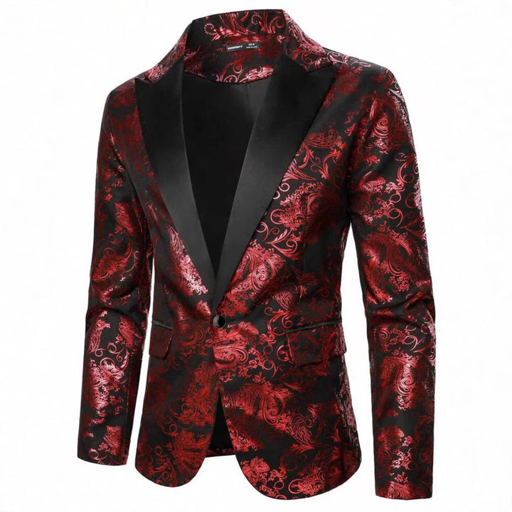 Herren eleganter Samt Blazer mit floralem Muster Aliams
