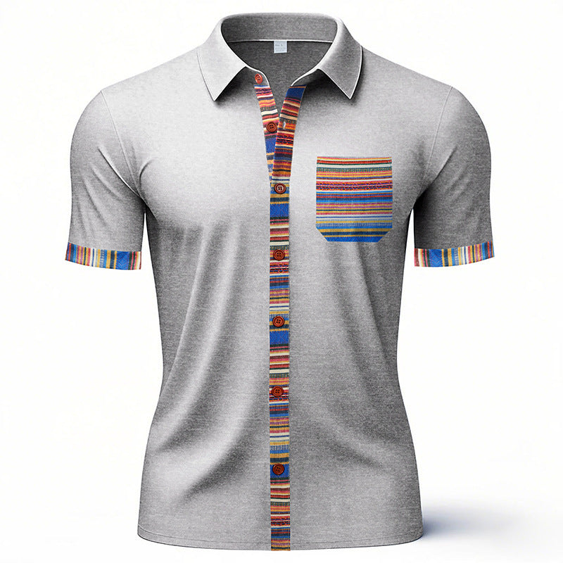 Herren Kurzarm-Hemd mit stilvollem Streifenmuster und praktischen Brusttaschen Aliams