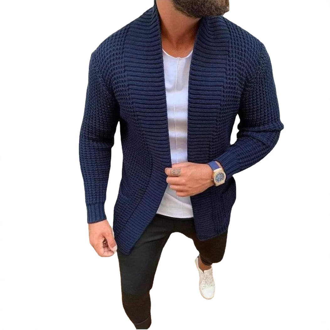 Herren Grobe Strickjacke mit offenem Design und tiefem Kragen Aliams