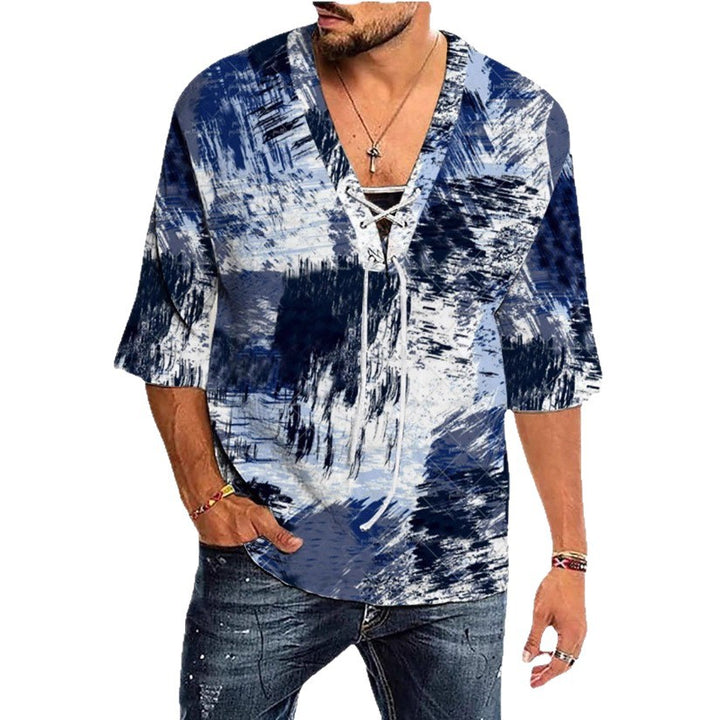 Herren grafisches Shirt mit modernem Schnürdesign Aliams
