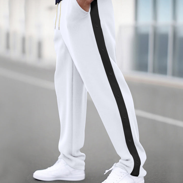 Herren sportliche Jogginghose mit seitlichem Druckknöpfen Aliams