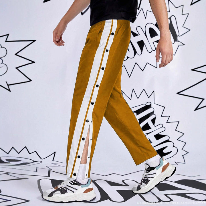 Herren Sportliche Jersey-Hose mit Druckknöpfen Aliams