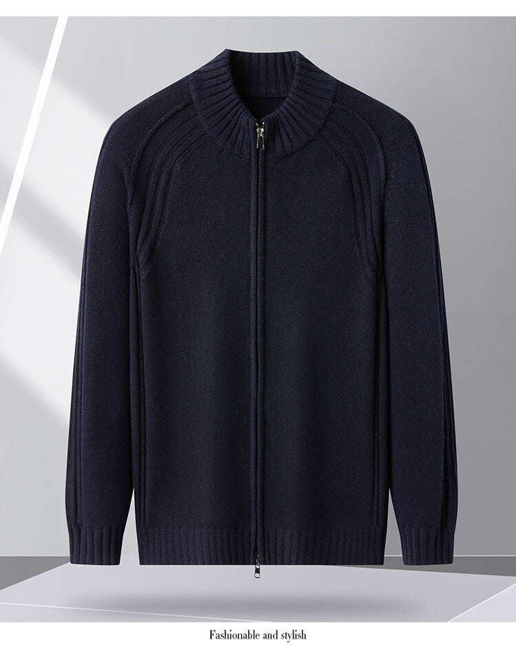 Herren Strickjacke mit Reißverschluss und hohen Kragen Aliams