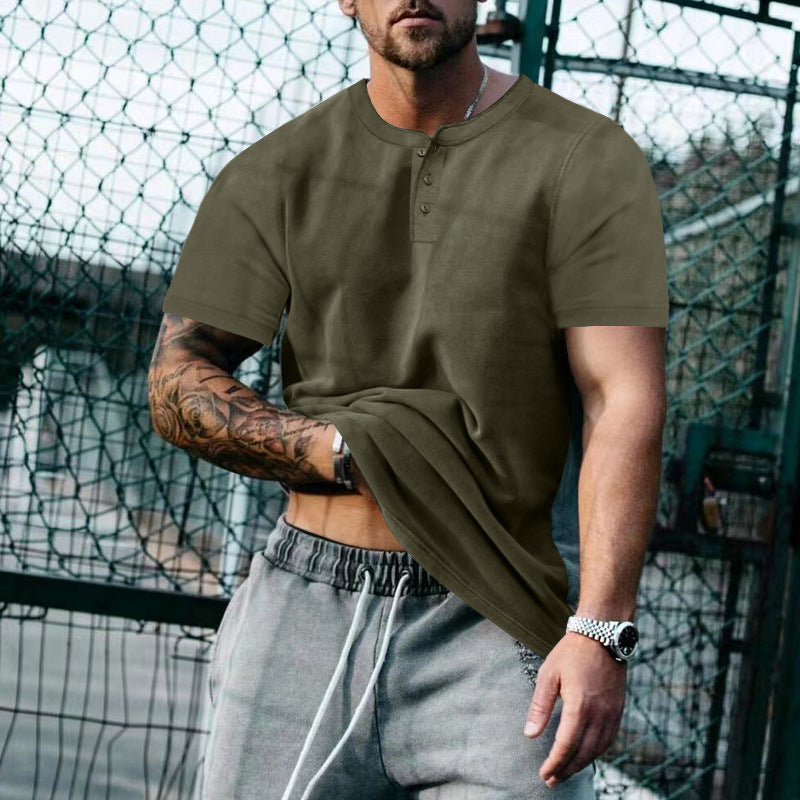 Herren Kurzarm-Hemd mit Knopfleiste und lässigem Schnitt Aliams