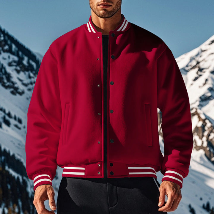 Herren sportliche Collegejacke mit praktischem Druckknopfverschluss Aliams