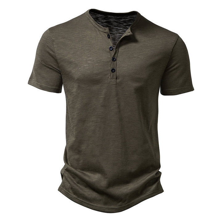 Herren Kurzarm-Henley-T-Shirt mit modischem Knopfdesign und atmungsaktiver Baumwolle Aliams