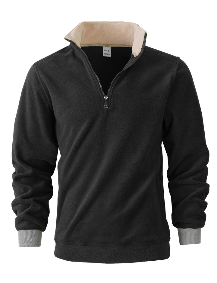 Herren Fleece Pullover mit halbem Reißverschluss und elastischen Bündchen Aliams