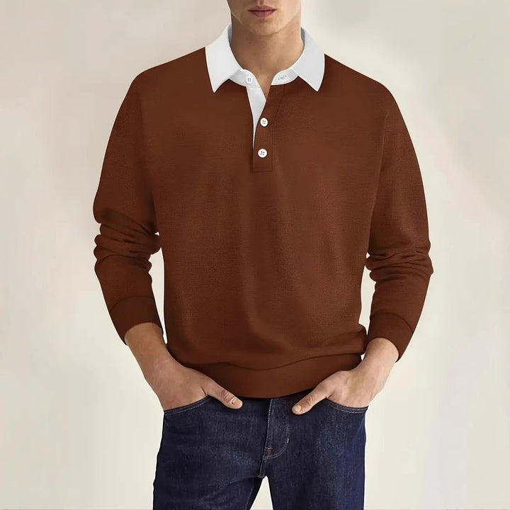 Herren Freizeit-Pullover mit modernem Kragen und Knopfleiste Aliams