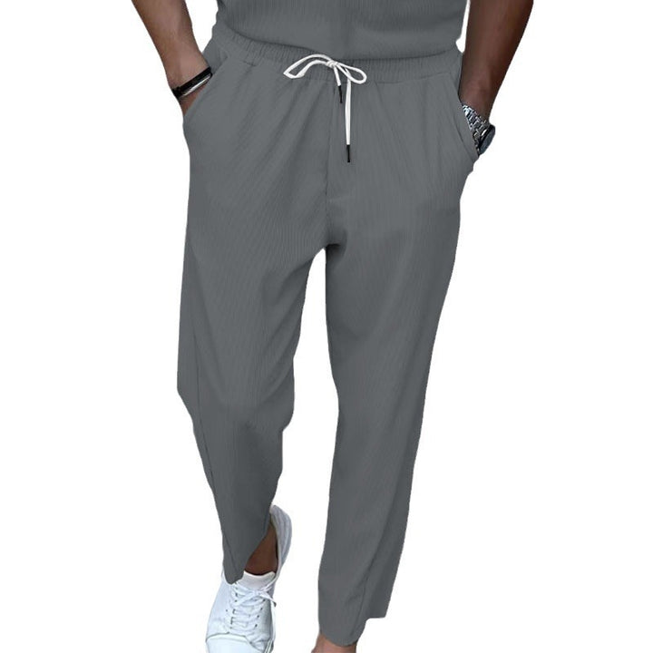 Herren Bequeme Freizeithose mit elastischem Bund und modernen Streifen Aliams