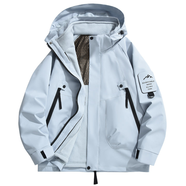 Herren wetterfeste Outdoorjacke mit isolierendem Fleece-Innenfutter und verstellbarem Kapuzenschutz Aliams