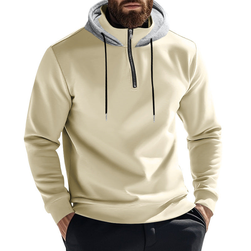 Herren sportlicher Hoodie mit halbem Reißverschluss und modernem Kapuzenaufbau Aliams
