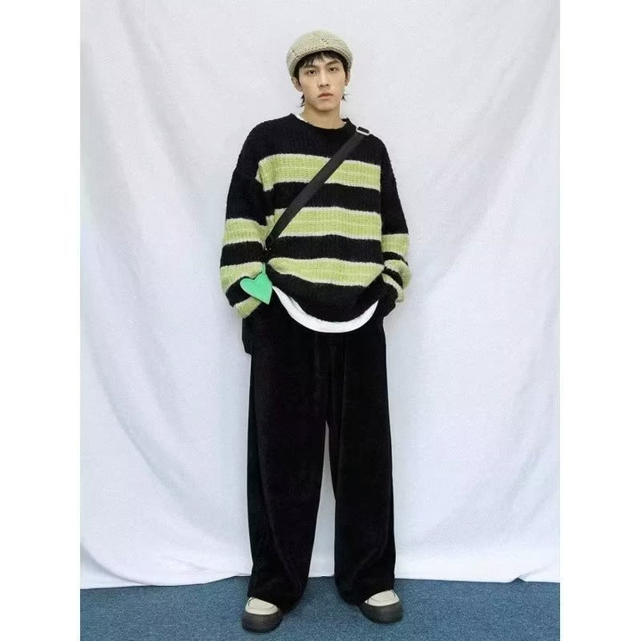 Herren Grobstrickpullover mit modernem Streifenmuster Aliams
