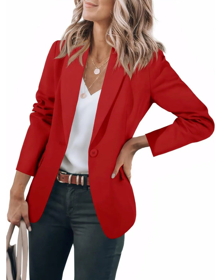 Damen Lässiger Blazer mit Elegantem Schnitt und Praktischen Taschen Aliams