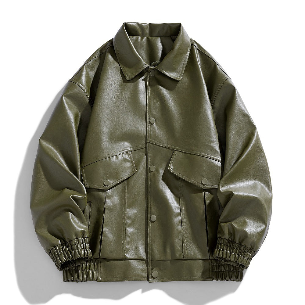 Herren Kunstlederjacke im modernen Utility-Design mit praktischen Taschen Aliams