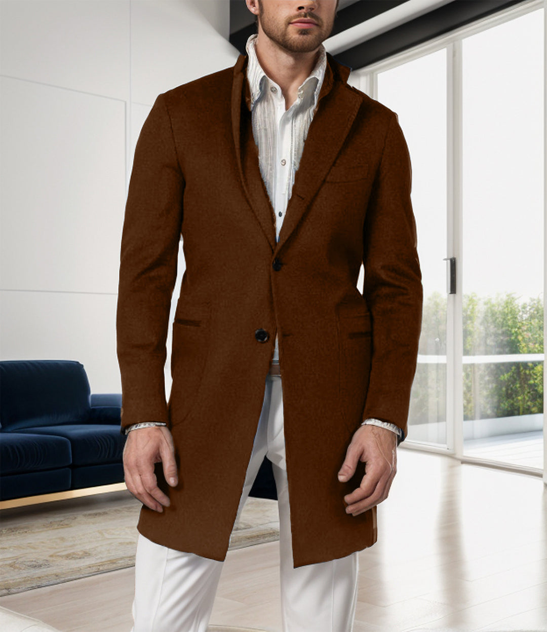 Herren eleganter Baumwolltrenchcoat mit edlen Taschen und modernem Schnitt Aliams