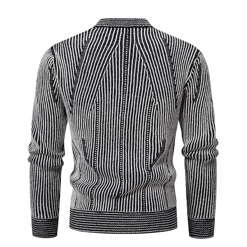 Herren elegante Strickjacke mit V-Ausschnitt und feinem Kabelmuster Aliams