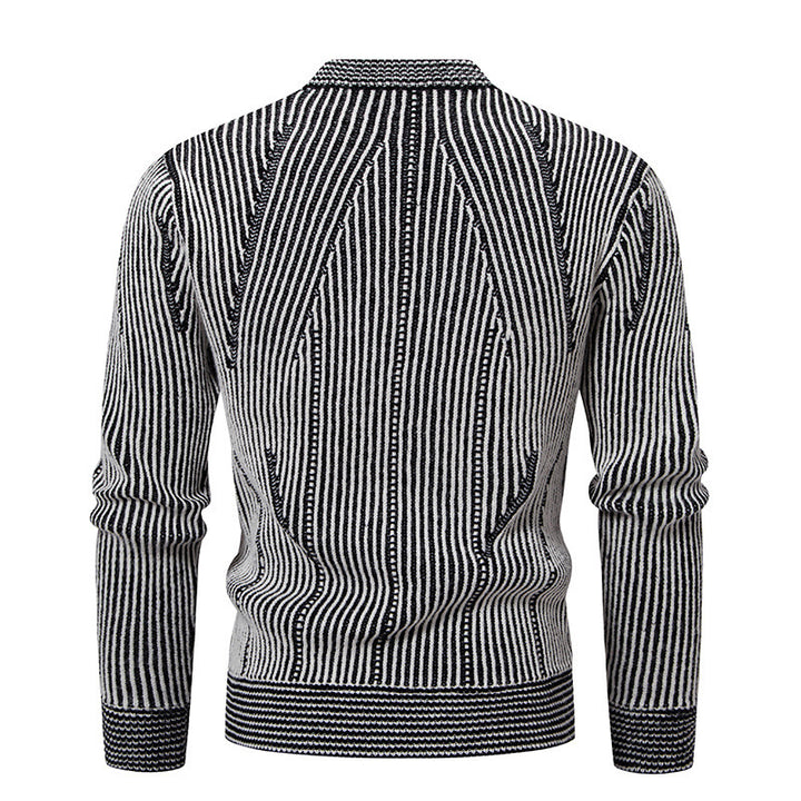 Herren elegante Strickjacke mit V-Ausschnitt und feinem Kabelmuster Aliams