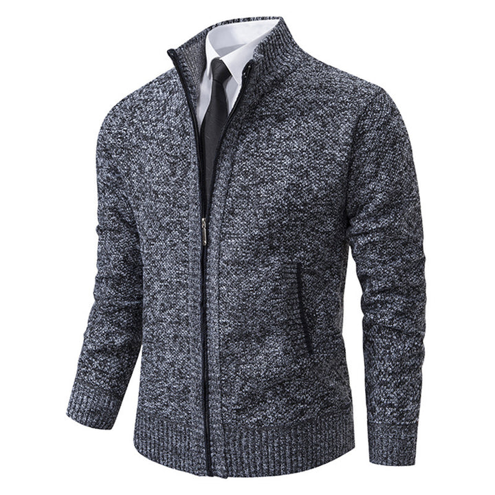 Herren elegante Strickjacke mit durchgehendem Reißverschluss und strukturiertem Design Aliams