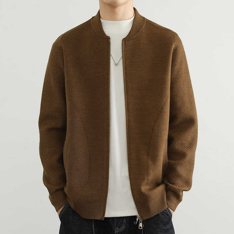 Herren Jacquard Sweatjacke mit Reißverschluss und praktischen Taschen Aliams