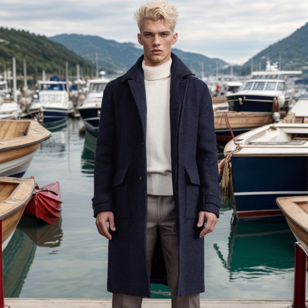 Herren eleganter und hochwertiger Wollmantel Aliams