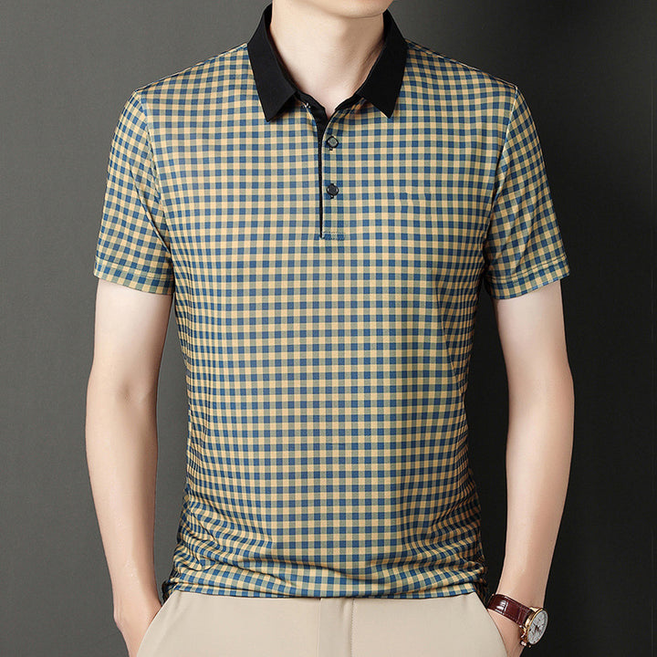 Herren kariertes Poloshirt mit kontrastierendem Kragen Aliams