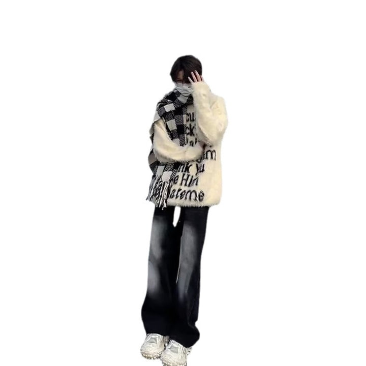 Unisex Oversized Pullover mit kreativem Schriftzug Aliams