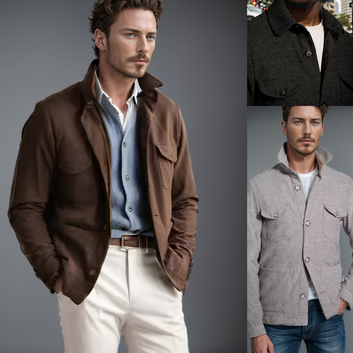 Herren praktische Jacke im schicken Utility-Stil mit hohen Kragen Aliams