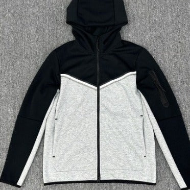 Herren sportliche Fleecejacke mit verstellbarem Kapuzenkragen und funktionalen Reißverschlusstaschen Aliams