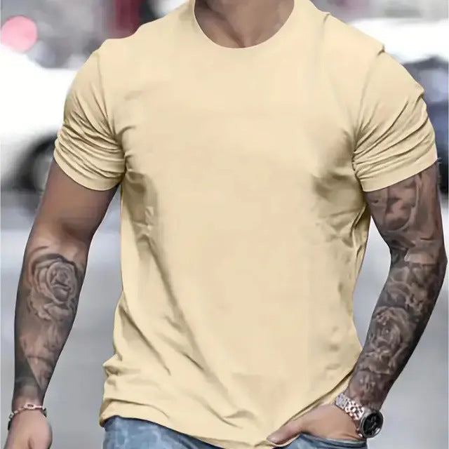 Herren Basic Rundhals T-Shirt aus atmungsaktivem Material Aliams