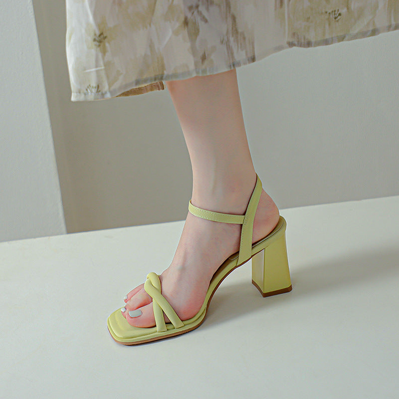 Damen Chunky Block-Absatz Riemchen Sandalen Aliams
